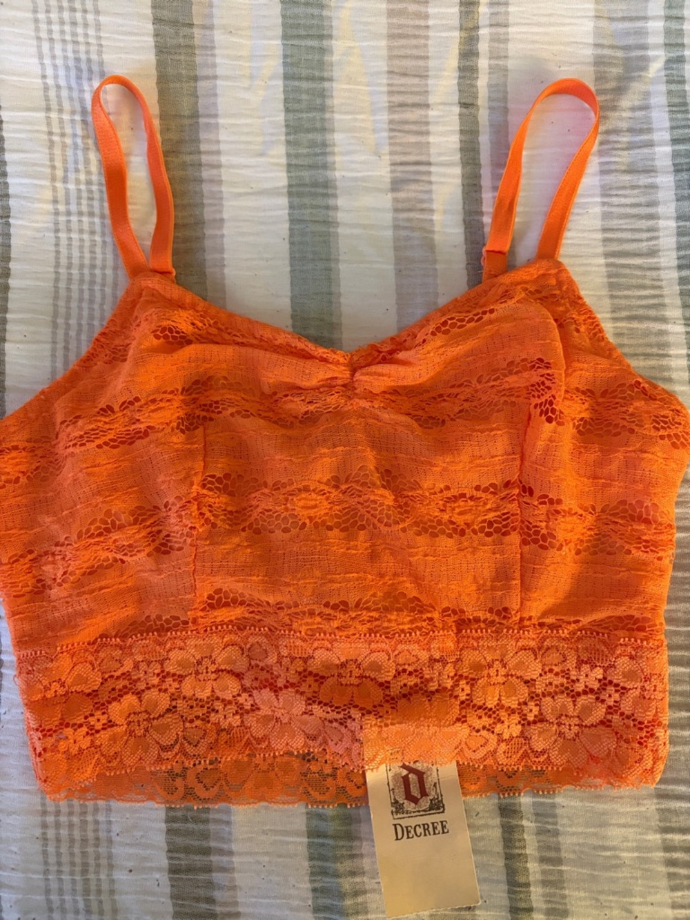 Decree Orange Lace Crop Bralette